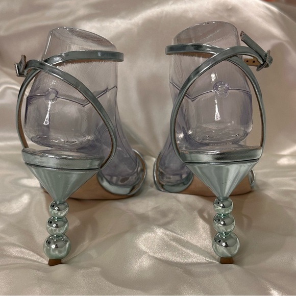 Badgley Mischka Callie Beaded Heel Sandal Bubble Heel Open Toe Metallic Size 9 - Picture 4 of 16